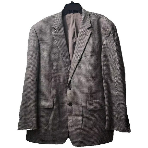 Lauren Ralph Houndstooth Blazer Sport Coat Two‎ Button Brown Gray Mens Size 46R
